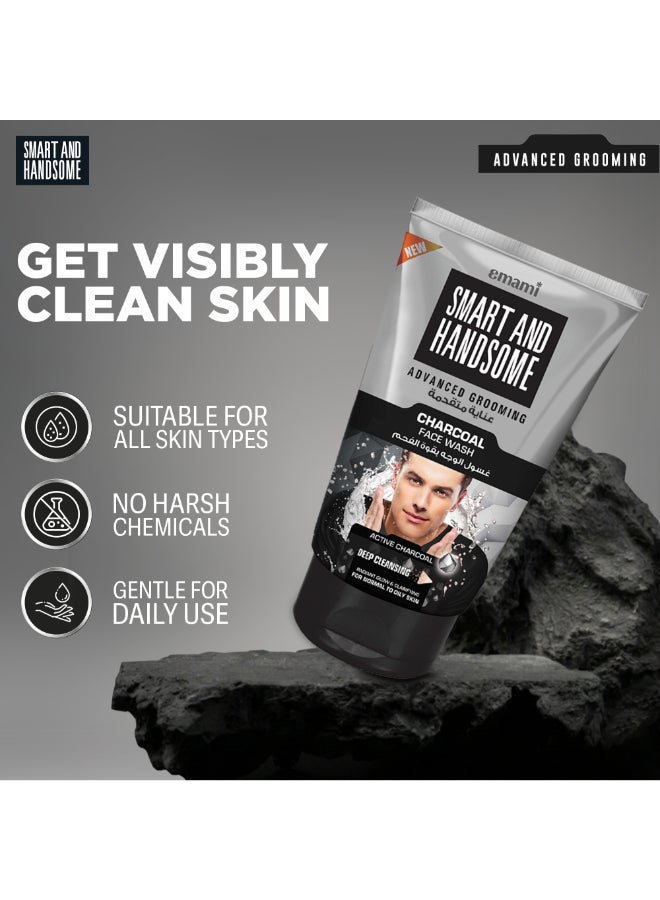 emami Charcoal Face Wash for Men | With Active Charcoal Cleanser | Deep Cleansing, Oil Control & Pollution Detox | Refreshed Look | For Normal to Oily Skin - Image 3